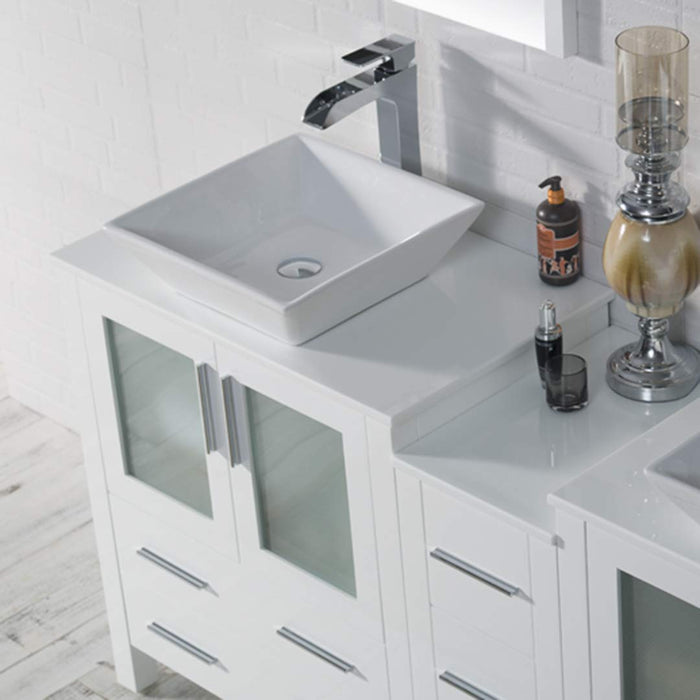 Blossom Sydney 84" Double Vanity Set, Side Cabinets, Vessel Sink and Optional Mirror - Luxe Vanity & Tub