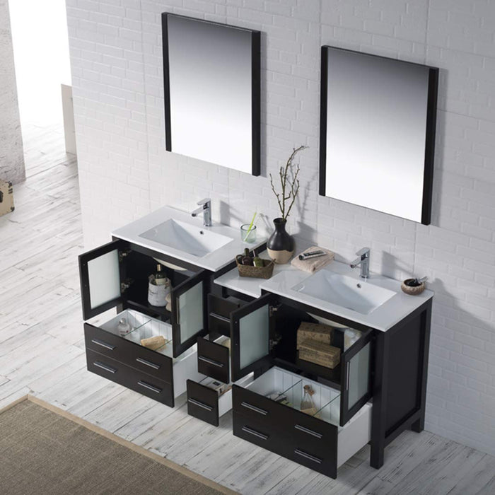 Blossom Sydney 84" Double Vanity Set, Side Cabinets, Vessel Sink and Optional Mirror - Luxe Vanity & Tub