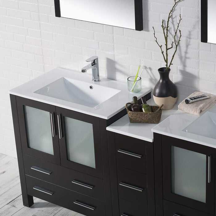 Blossom Sydney 84" Double Vanity Set, Side Cabinets, Vessel Sink and Optional Mirror - Luxe Vanity & Tub