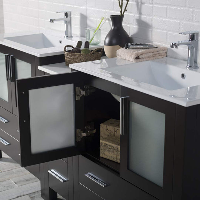 Blossom Sydney 84" Double Vanity Set, Side Cabinets, Vessel Sink and Optional Mirror - Luxe Vanity & Tub