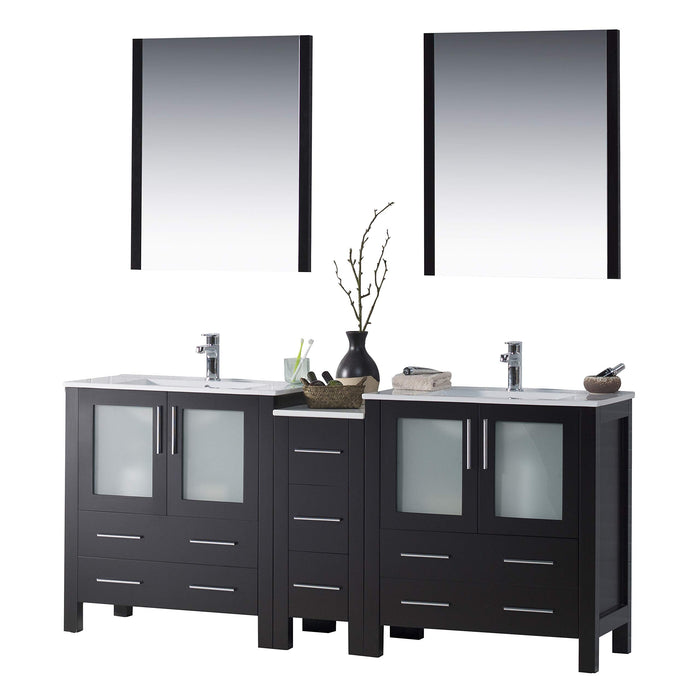 Blossom Sydney 84" Double Vanity Set, Side Cabinets, Vessel Sink and Optional Mirror - Luxe Vanity & Tub