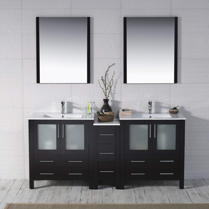 Blossom Sydney 84" Double Vanity Set, Side Cabinets, Vessel Sink and Optional Mirror - Luxe Vanity & Tub