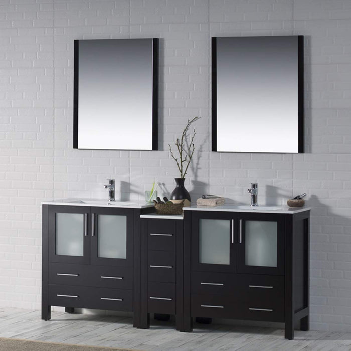 Blossom Sydney 84" Double Vanity Set, Side Cabinets, Vessel Sink and Optional Mirror - Luxe Vanity & Tub