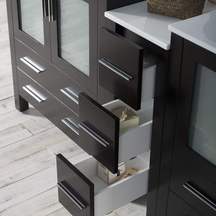 Blossom Sydney 84" Double Vanity Set, Side Cabinets, Vessel Sink and Optional Mirror - Luxe Vanity & Tub