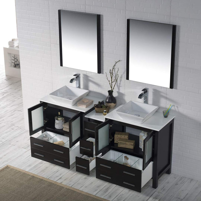 Blossom Sydney 84" Double Vanity Set, Side Cabinets, Vessel Sink and Optional Mirror - Luxe Vanity & Tub