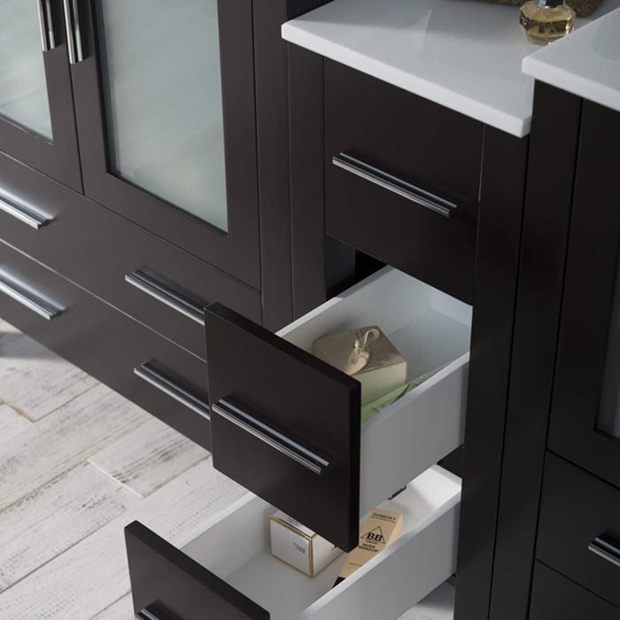 Blossom Sydney 84" Double Vanity Set, Side Cabinets, Vessel Sink and Optional Mirror - Luxe Vanity & Tub