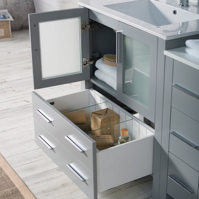 Blossom Sydney 84" Double Vanity Set, Side Cabinets, Vessel Sink and Optional Mirror - Luxe Vanity & Tub