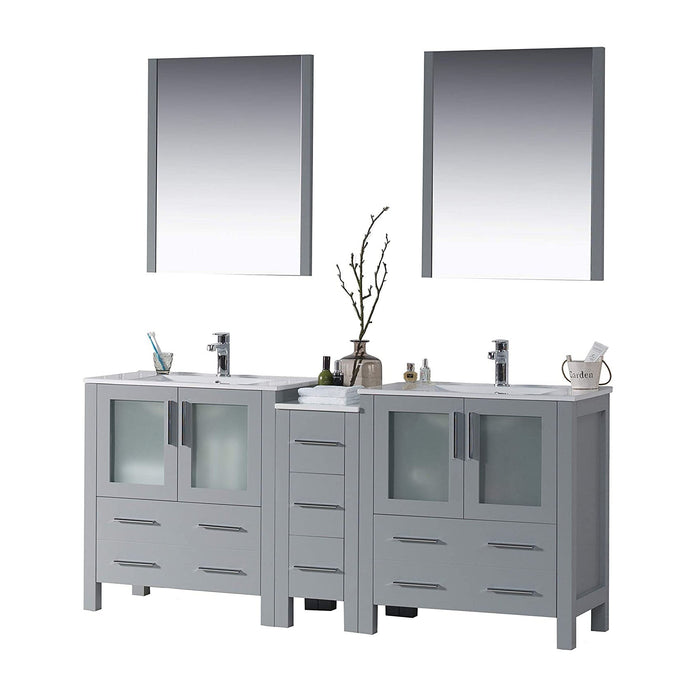 Blossom Sydney 84" Double Vanity Set, Side Cabinets, Vessel Sink and Optional Mirror - Luxe Vanity & Tub