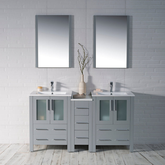 Blossom Sydney 84" Double Vanity Set, Side Cabinets, Vessel Sink and Optional Mirror - Luxe Vanity & Tub