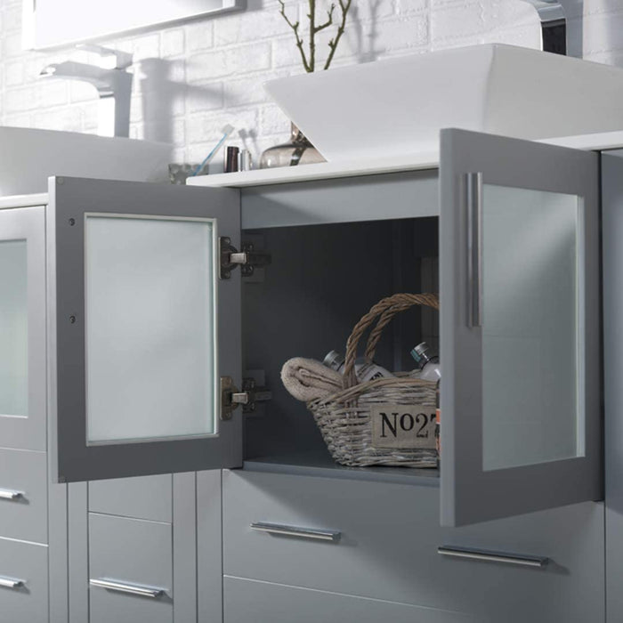 Blossom Sydney 84" Double Vanity Set, Side Cabinets, Vessel Sink and Optional Mirror - Luxe Vanity & Tub