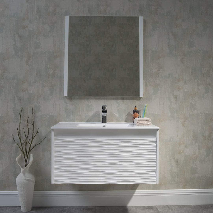 Blossom Paris 36 Inch Vanity Base in White. Available with Ceramic Sink / Ceramic Sink + Mirror - The Bath Vanities