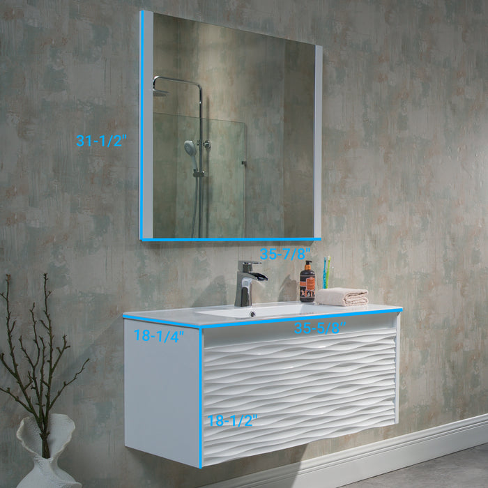 Blossom Paris 36" White Vanity with Ceramic Sink and Optional Mirror - Luxe Vanity & Tub