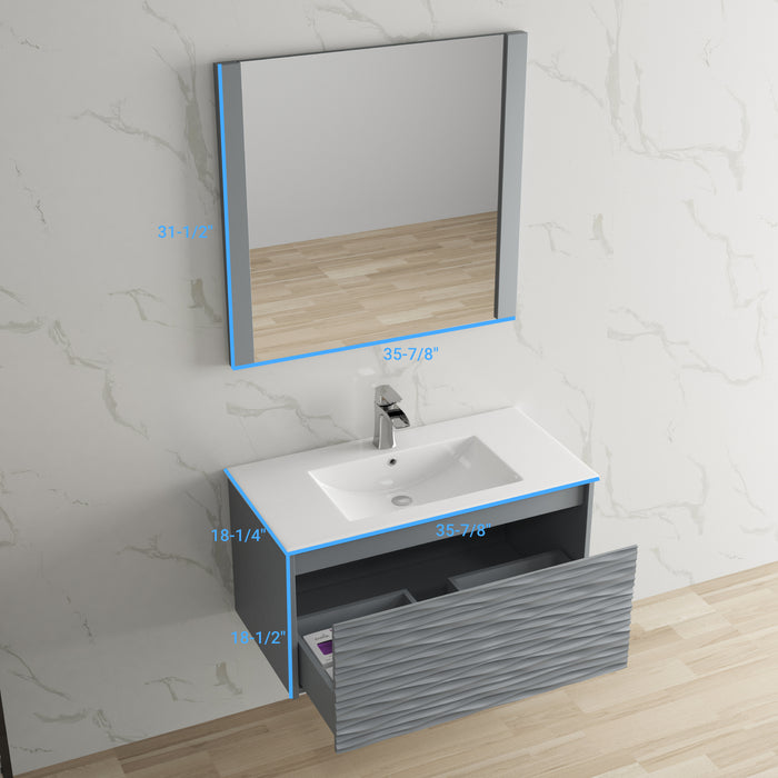 Blossom Paris 36" White Vanity with Ceramic Sink and Optional Mirror - Luxe Vanity & Tub