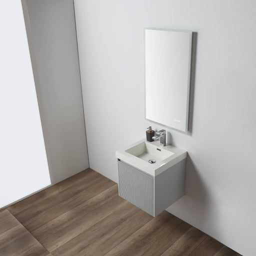 Positano 20" Floating Bathroom Vanity with Acrylic Sink - Light Grey - Luxe Vanity & Tub