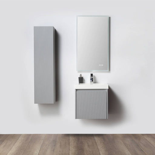 Positano 20" Floating Bathroom Vanity with Acrylic Sink & Side Cabinet - Light Grey - Luxe Vanity & Tub