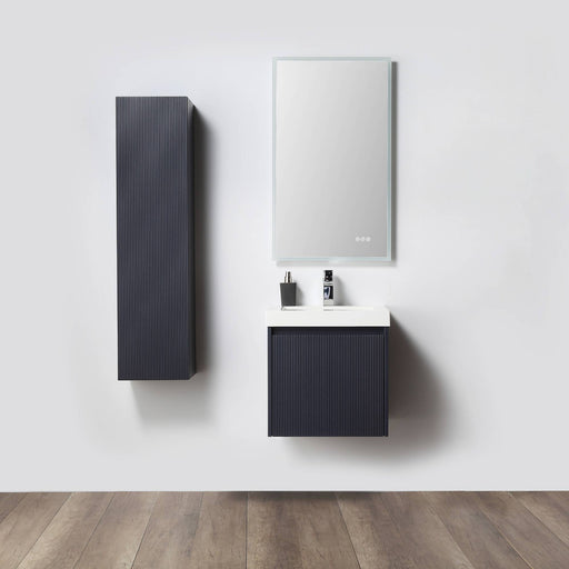 Positano 20" Floating Bathroom Vanity with Acrylic Sink & Side Cabinet - Night Blue - Luxe Vanity & Tub