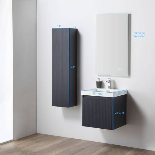 Positano 20" Floating Bathroom Vanity with Acrylic Sink & Side Cabinet - Night Blue - Luxe Vanity & Tub