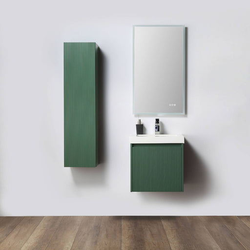 Positano 20" Floating Bathroom Vanity with Acrylic Sink & Side Cabinet - Aventurine Green - Luxe Vanity & Tub
