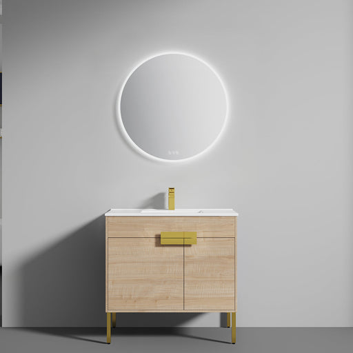 Bari 36" Freestanding Bathroom Vanity with Ceramic Sink - Maple - Luxe Vanity & Tub