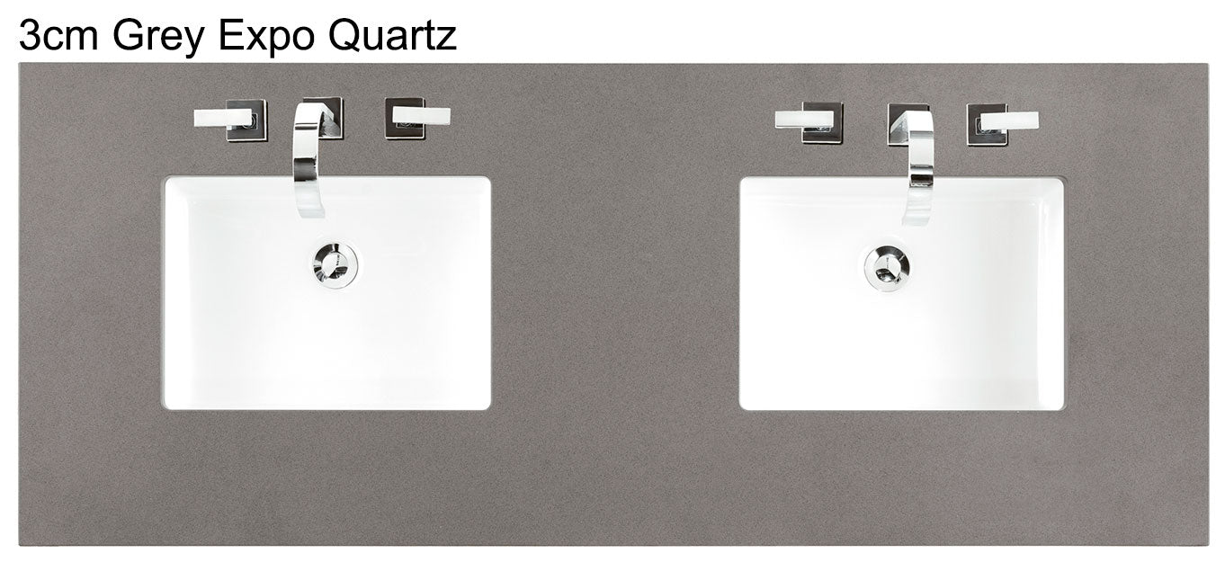 60" Metropolitan Double Bathroom Vanity, Silver Oak