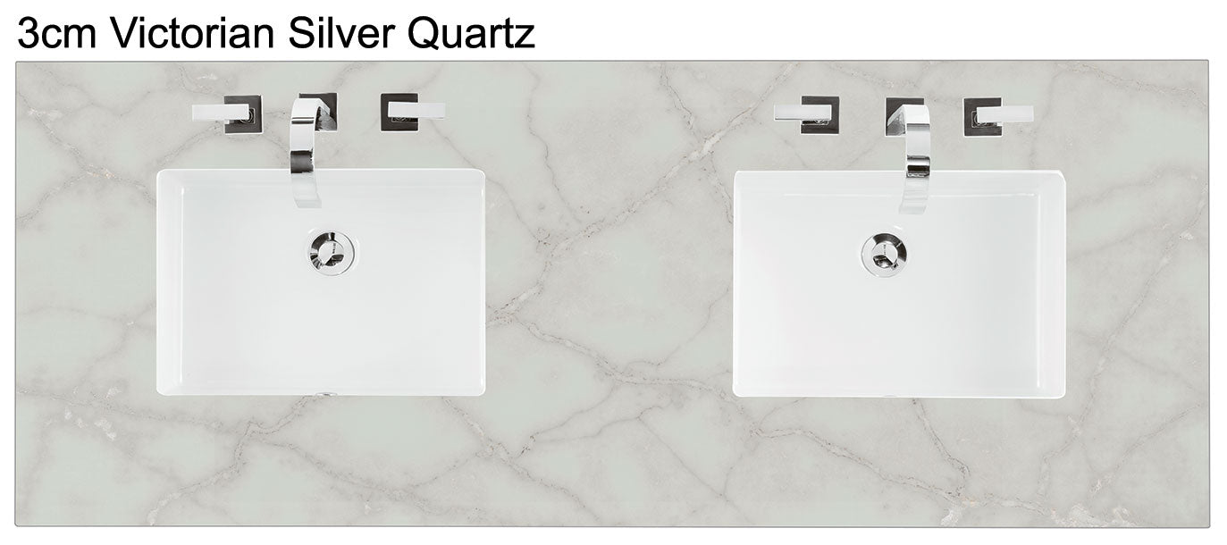 60" Metropolitan Double Bathroom Vanity, Silver Oak