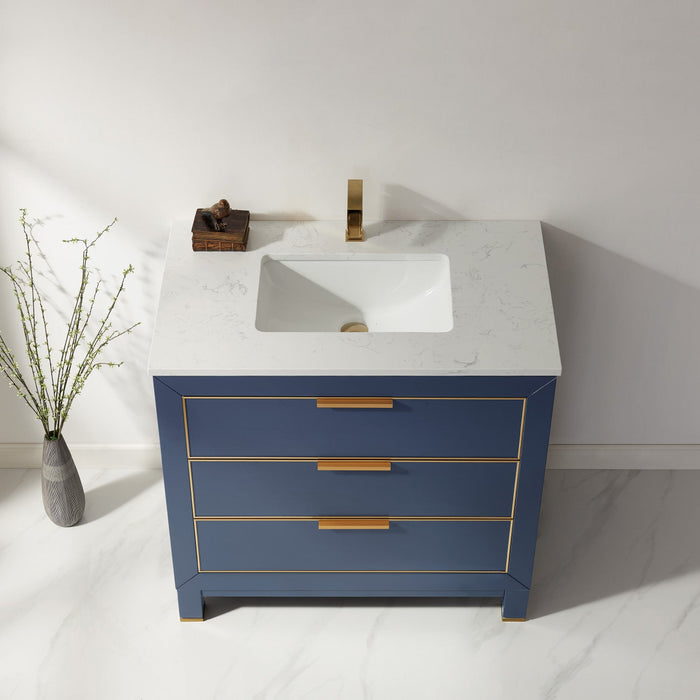 Jackson 36" Single Bathroom Vanity Set with Composite Stone Countertop - Luxe Vanity & Tub