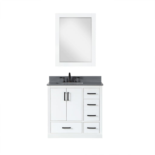 Monna 36" Single Bathroom Vanity Set with Aosta White Composite Stone Countertop - Luxe Vanity & Tub