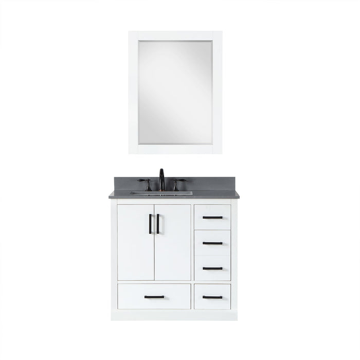 Monna 36" Single Bathroom Vanity Set with Aosta White Composite Stone Countertop - Luxe Vanity & Tub