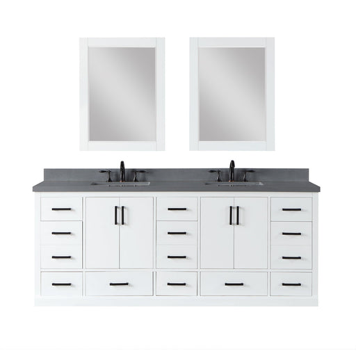 Monna 84" Double Bathroom Vanity Set with Aosta White Composite Stone Countertop - Luxe Vanity & Tub