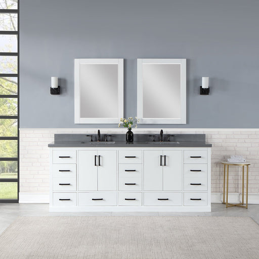 Monna 84" Double Bathroom Vanity Set with Aosta White Composite Stone Countertop - Luxe Vanity & Tub