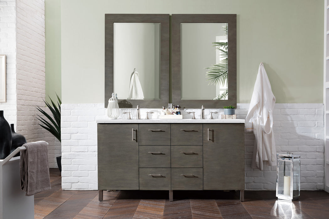 60" Metropolitan Double Bathroom Vanity, Silver Oak