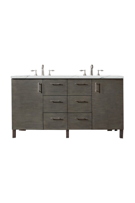 60" Metropolitan Double Bathroom Vanity, Silver Oak