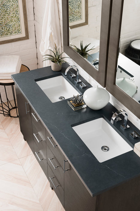 60" Metropolitan Double Bathroom Vanity, Silver Oak