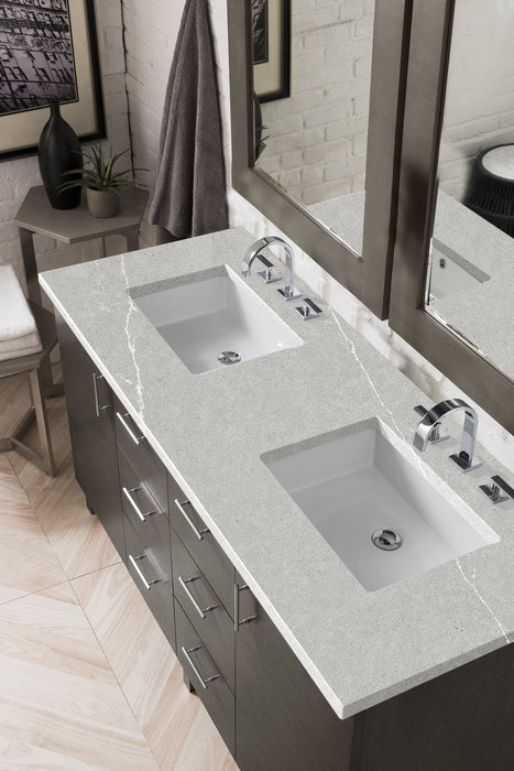 60" Metropolitan Double Bathroom Vanity, Silver Oak