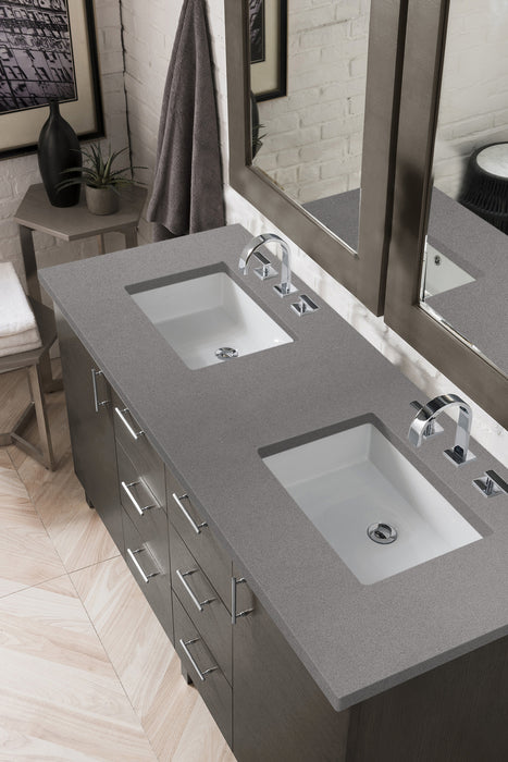 60" Metropolitan Double Bathroom Vanity, Silver Oak