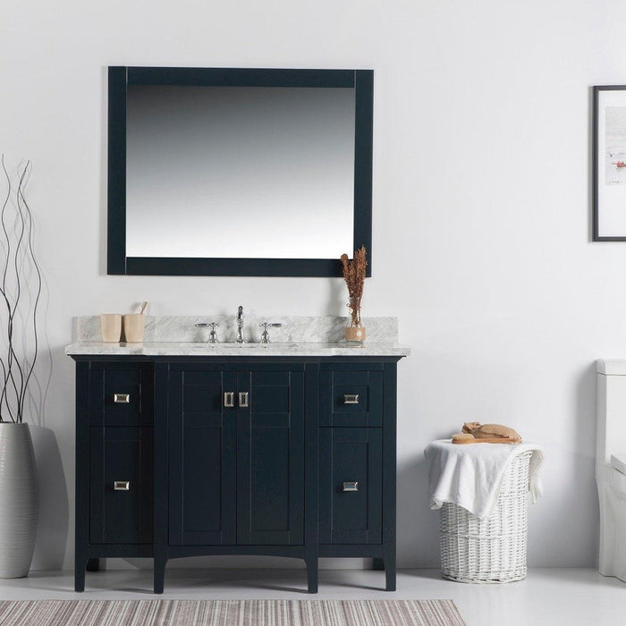 Bellaterra Home 77614-49-WMR 49" x 22" White Carrara Marble Three Hole Vanity Top With Undermount Rectangular Sink and Overflow - Luxe Vanity & Tub