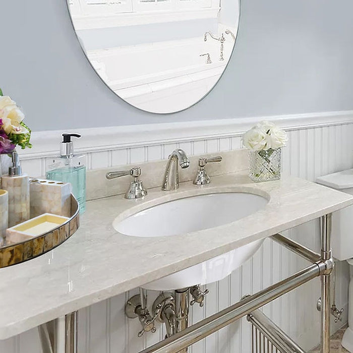 Great Point Collection Nantucket Sinks 15 Inch x 12 Inch Glazed Bottom Undermount GB-15x12-W Oval Ceramic Sink In White - Luxe Vanity & Tub