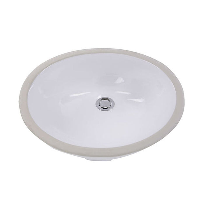 Great Point Collection Nantucket Sinks 17 Inch x 14 Inch Glazed Bottom Undermount GB-17x17-W Oval Ceramic Sink In White - Luxe Vanity & Tub