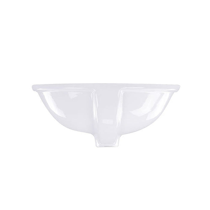 Great Point Collection Nantucket Sinks 17 Inch x 14 Inch Glazed Bottom Undermount GB-17x17-W Oval Ceramic Sink In White - Luxe Vanity & Tub