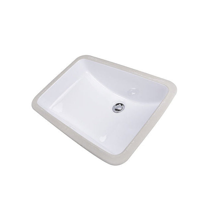 Great Point Collection Nantucket Sinks 18 Inch x 12 Inch Glazed Bottom Undermount GB-18x12-W Rectangle Ceramic Sink In White - Luxe Vanity & Tub