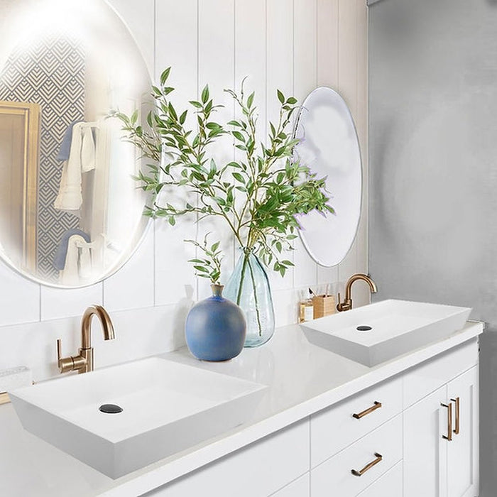 Glacier Stone Trough Sinks Nantucket Sinks Rectangle White Glacierstone Sink NS-GSTR24 - Luxe Vanity & Tub