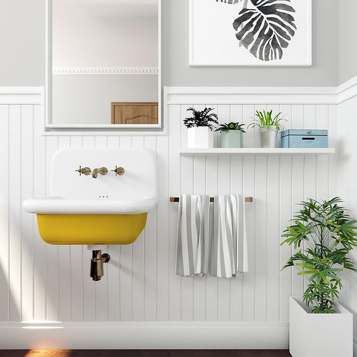 Victorian Collection Nantucket Sinks Fireclay 30's Style Sink in white with a Yellow Bottom - Luxe Vanity & Tub