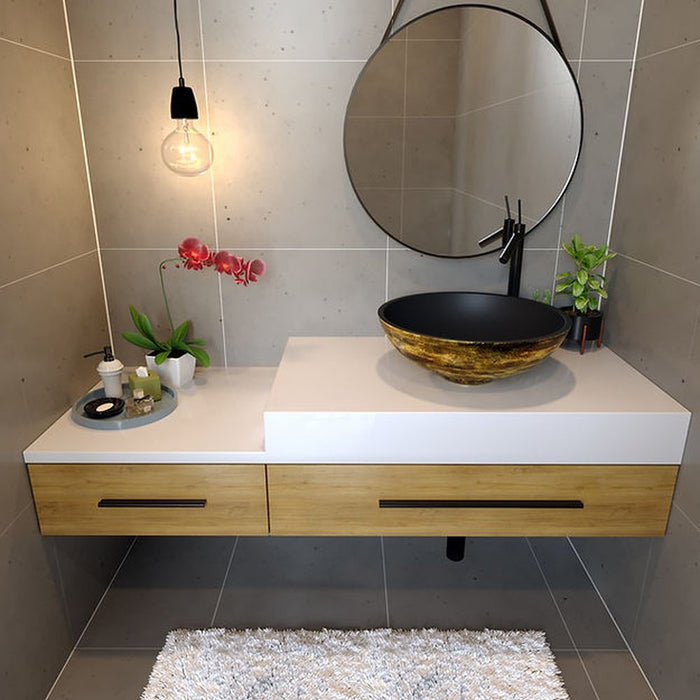 Regatta Collection Nantucket Sinks Drake Fireclay Hand-decorated Vanity Sink - Matte Black - Luxe Vanity & Tub