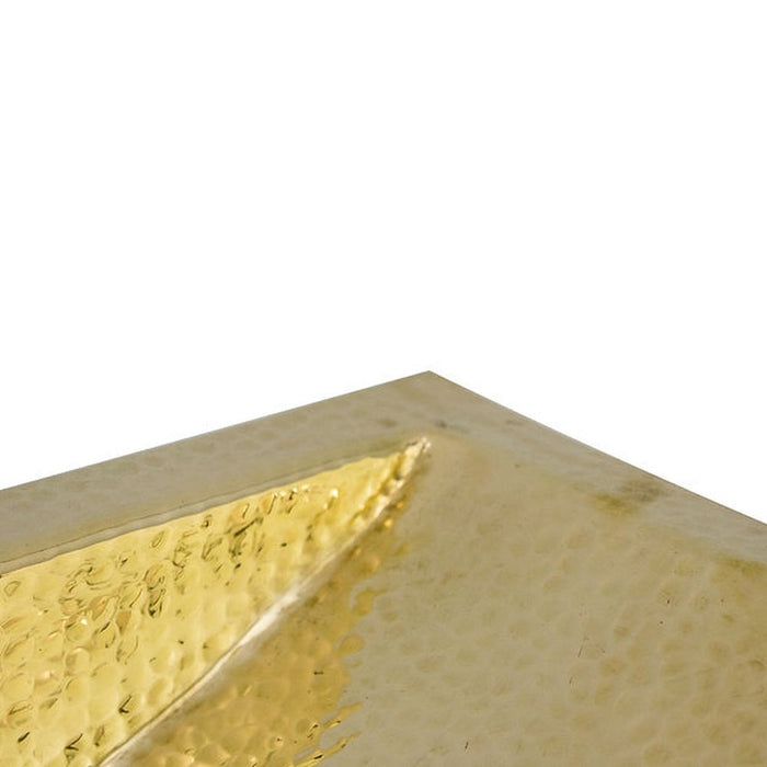 Brightwork Home Nantucket Sinks TRB-OF - 19.8 Inch 12.8 Inch Hand Hammered Brass Rectangle Undermount Bathroom Sink with Overflow - Luxe Vanity & Tub