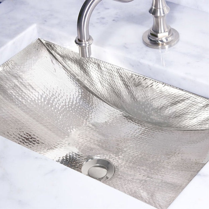 Brightwork Home Nantucket Sinks TRS Hand Hammered Stainless Steel Rectangle Undermount Bathroom Sink - Luxe Vanity & Tub