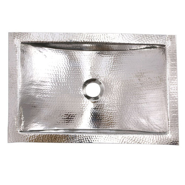 Brightwork Home Nantucket Sinks TRS Hand Hammered Stainless Steel Rectangle Undermount Bathroom Sink - Luxe Vanity & Tub