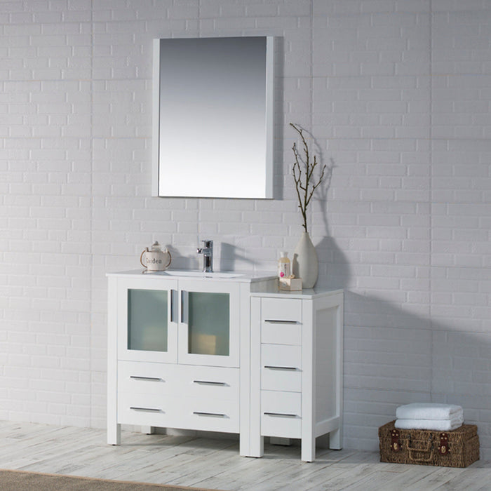 Blossom Sydney 42" Vanity Set, Ceramic/Ceramic Vessel Sink, Side Cabinet and Optional Mirror