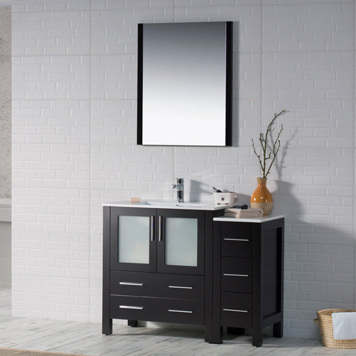 Blossom Sydney 42" Vanity Set, Ceramic/Ceramic Vessel Sink, Side Cabinet and Optional Mirror
