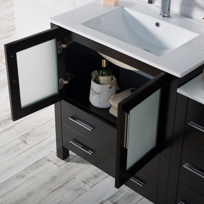 Blossom Sydney 42" Vanity Set, Ceramic/Ceramic Vessel Sink, Side Cabinet and Optional Mirror