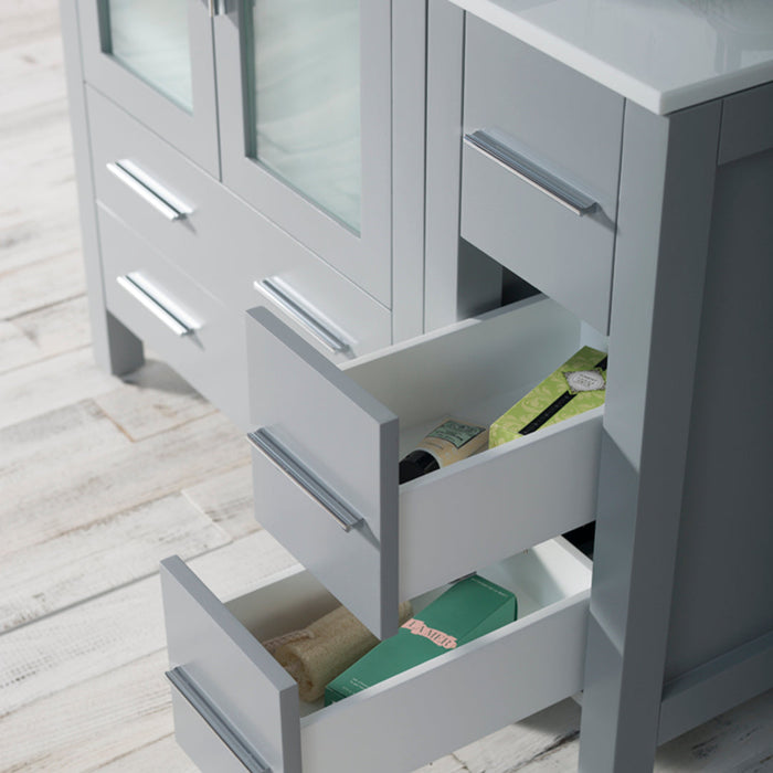 Blossom Sydney 42" Vanity Set, Ceramic/Ceramic Vessel Sink, Side Cabinet and Optional Mirror